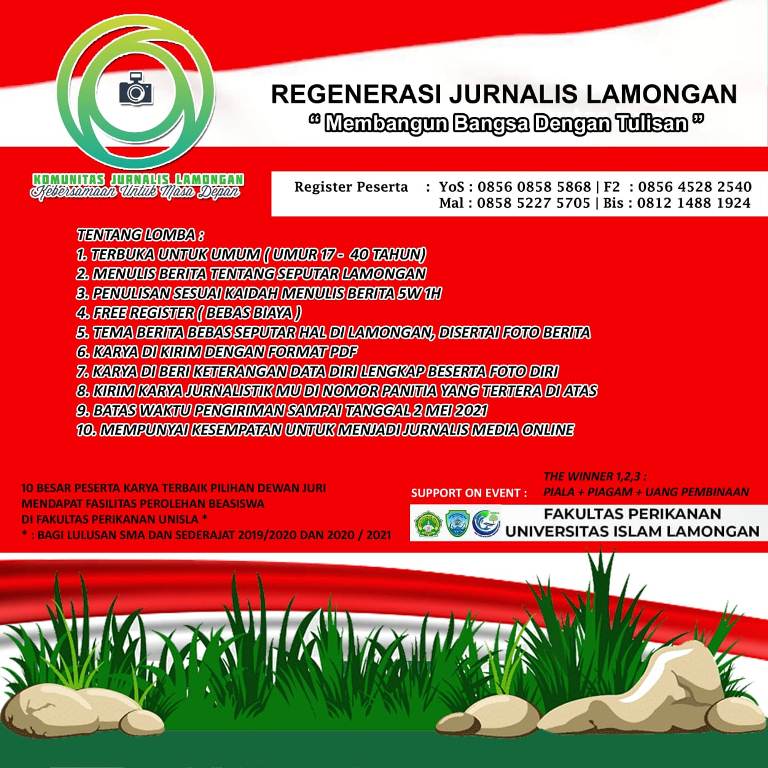 Poster Lomba Membuat Berita Seputar Lamongan bengawanpost.id dan KJL