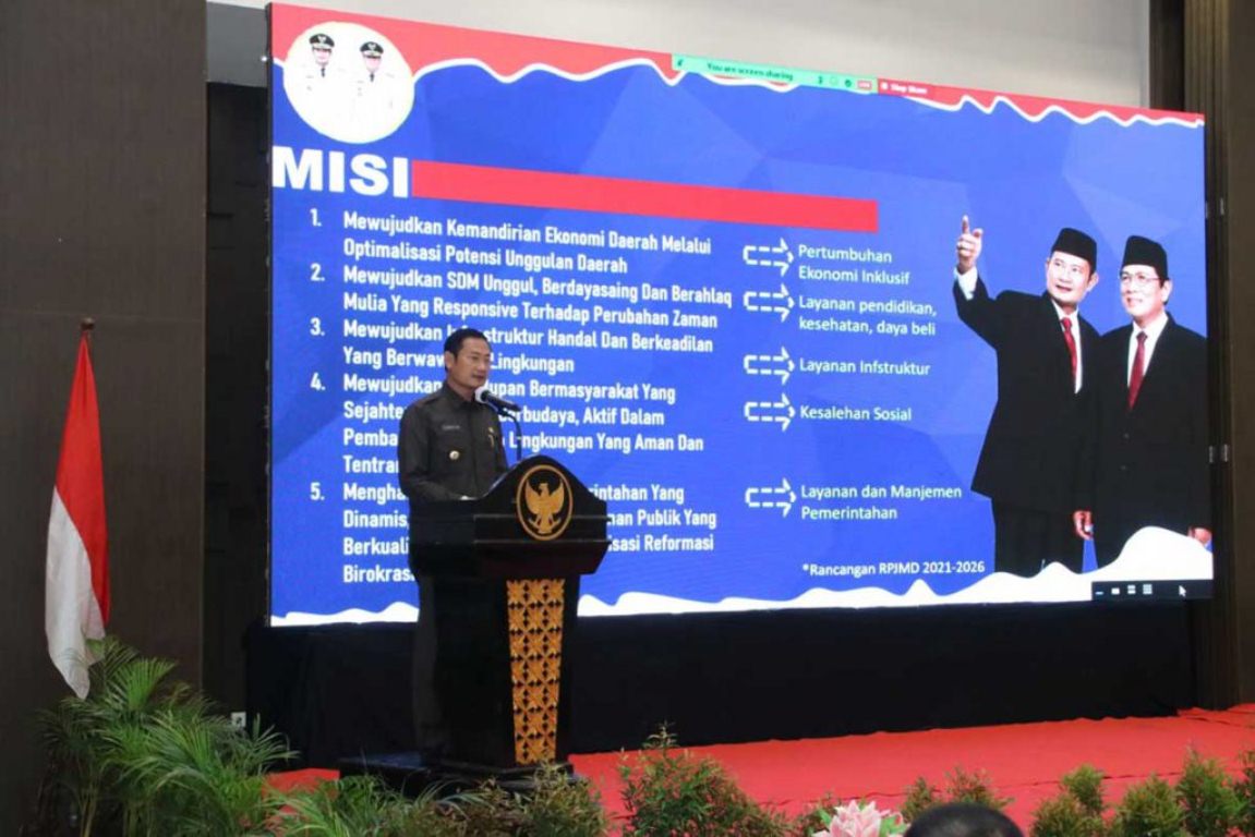 Foto : Bupati Lamongan, Yuhronur Efendi saat Musrenbang Penyusunan RKPD Tahun 2022, Selasa (30/03/2021).